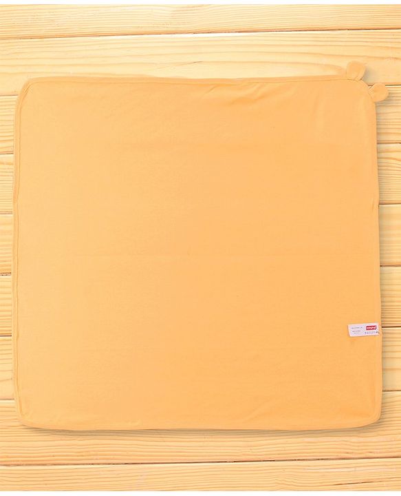 Babyhug Interlock Hooded Wrapper With Cat Print L 76.2 x B 76.2 cm - Orange