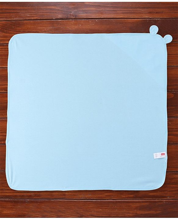 Babyhug Interlock Wrapper With Hood Elephant on a Cycle Print L 76.2 x B 76.2 cm - Blue