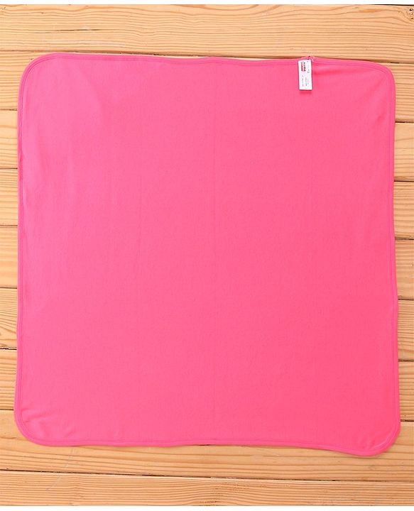 Babyhug Terry Interlock Wrapper With Hood Owl Print L 76.2 x B 76.2 cm - Pink