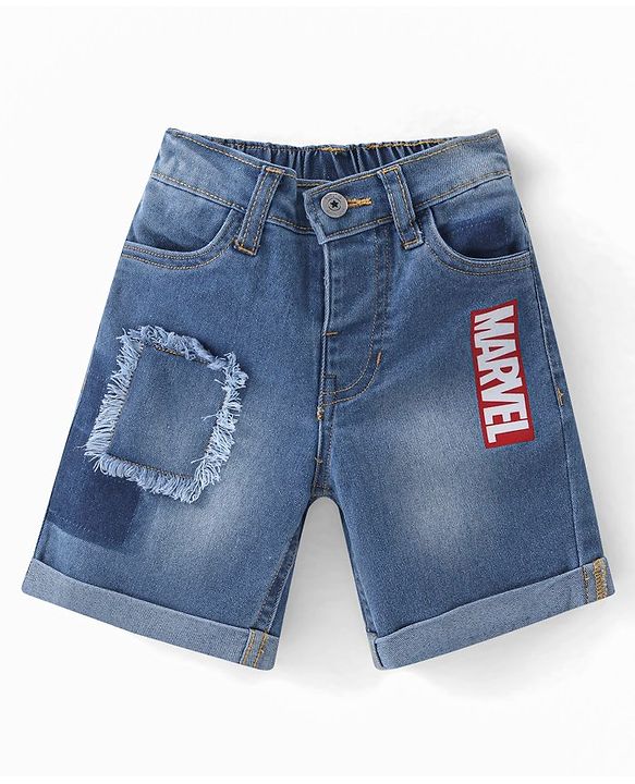 Babyhug Marvel Cotton Knit Half Sleeves T-Shirt & Shorts With Avengers Graphics - Grey