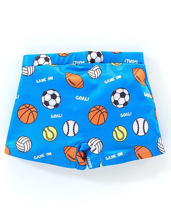 Babyhug Ball Print Swimming Trunks- Blue