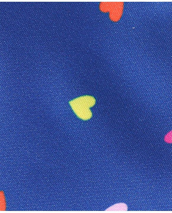 Babyhug Flutter Sleeves V Cut Swimsuit Heart Print- Blue