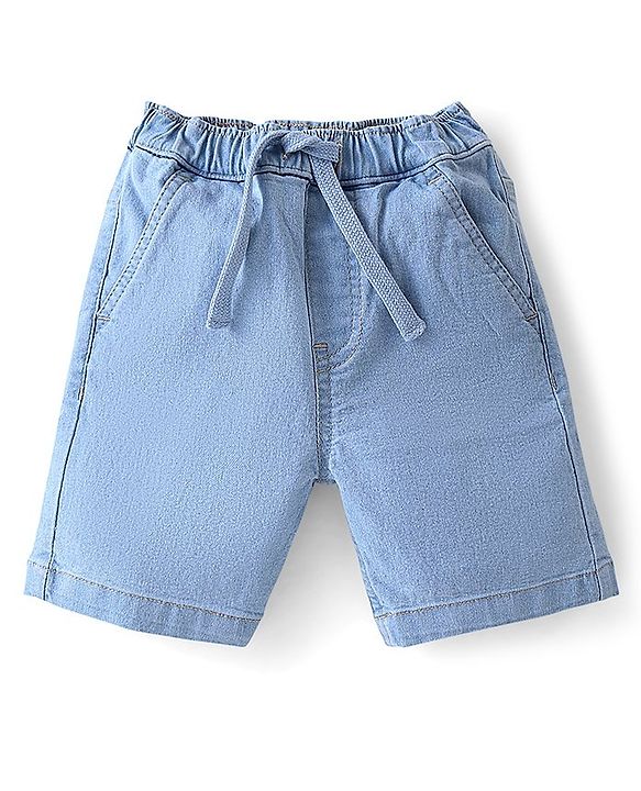 Babyhug 100% Cotton Woven Half Sleeves Abstract Print Shirt & Denim Shorts With Stretch- Multicolour