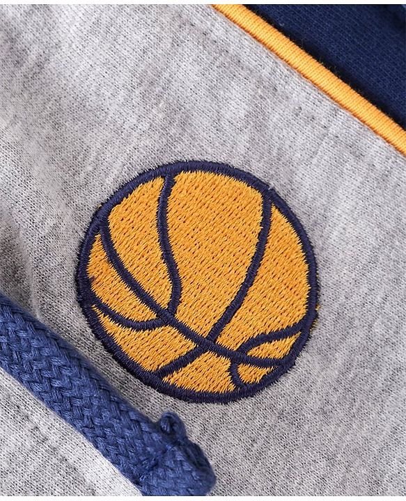 Babyhug Cotton Looper Knit Shorts  With Basketball Patch - Grey