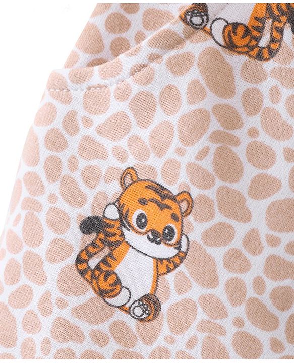 Babyhug Cotton Looper Knit Shorts   Animal Print - Cream
