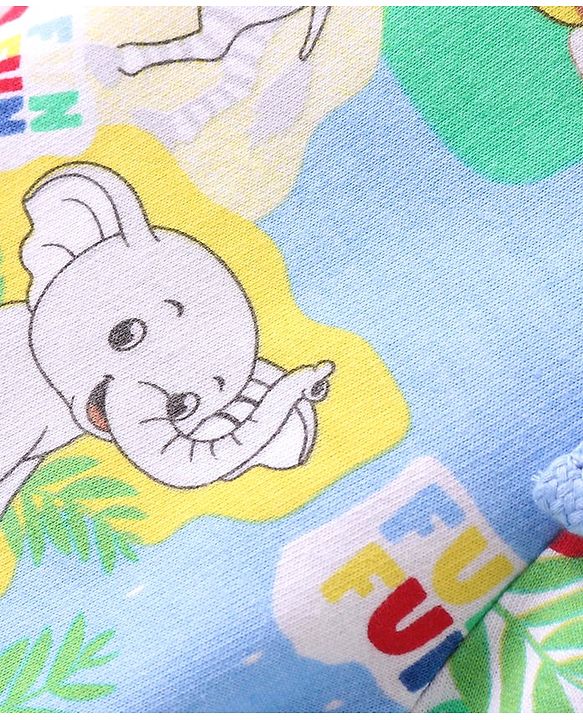 Babyhug Cotton Looper Knit Shorts with Animal Print -  Multicolour