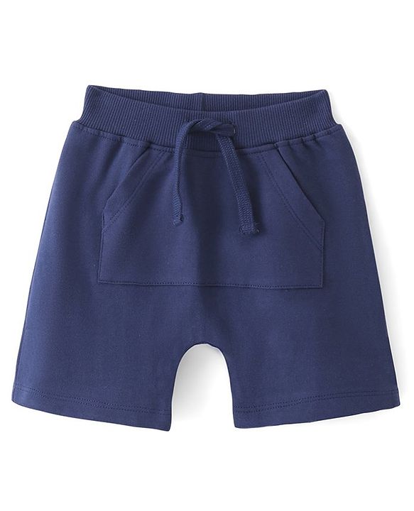 Babyhug Cotton Looper Knit Shorts  with Crab Patch - Navy