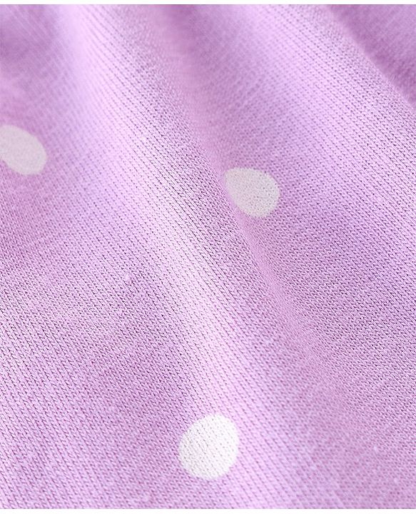 Babyhug Single Jersey Knit Half Sleeves Polka Dot Print Night Suit - Purple