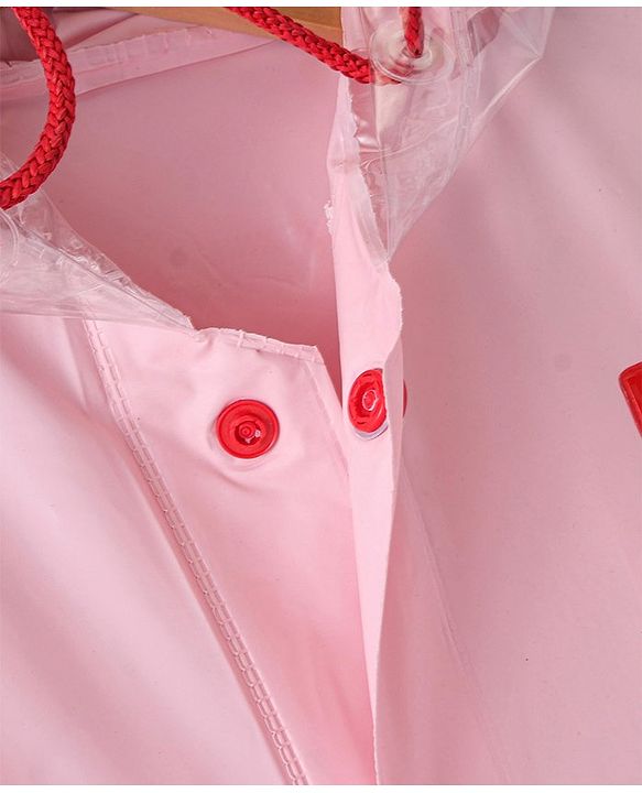 Babyhug Full Sleeves Below Knee Length Hooded Raincoat Cat Print - Pink