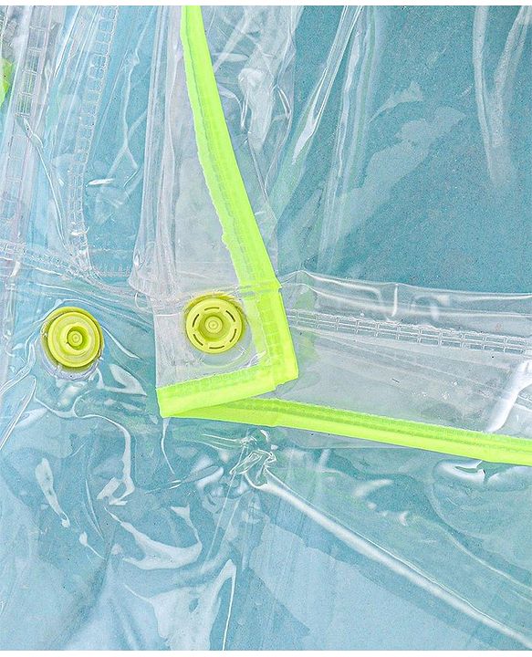Babyhug Full Sleeves Below Knee Length Transparent Raincoat Rainy Day Print - Neon Green