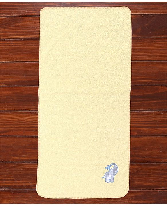 Babyhug Woven Terry Bath Towel with Elephant Embroidery L 100 x B 50 cm - White