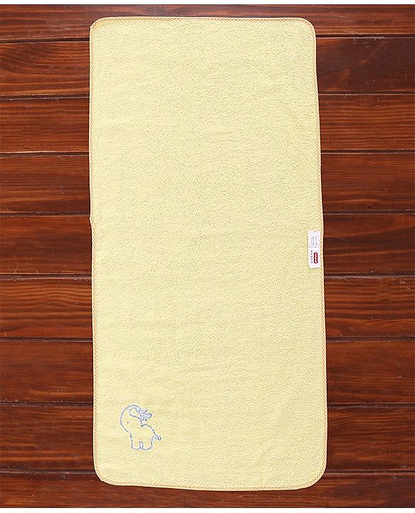 Babyhug Woven Terry Bath Towel with Elephant Embroidery L 100 x B 50 cm - White