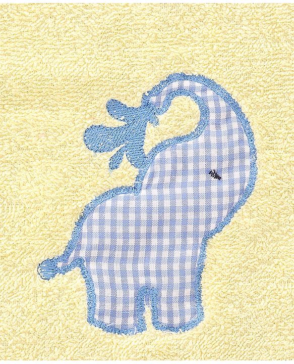 Babyhug Woven Terry Bath Towel with Elephant Embroidery L 100 x B 50 cm - White