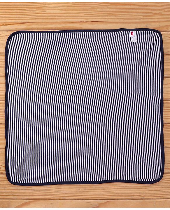 Babyhug Yarn Dyed Terry Striped Hooded Bath Towel L 76 x B 76 cm- Blue