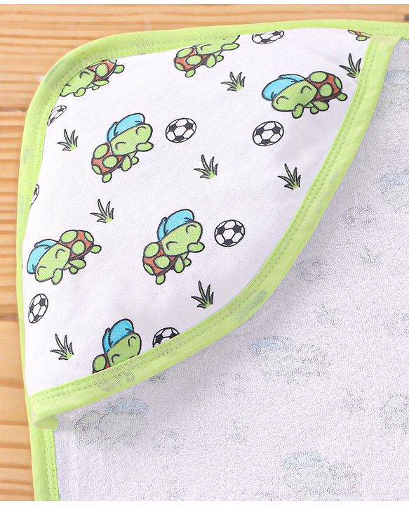 Babyhug Terry Knit Hooded Bath Towel with Animal Print L 76 x B 76 cm- White