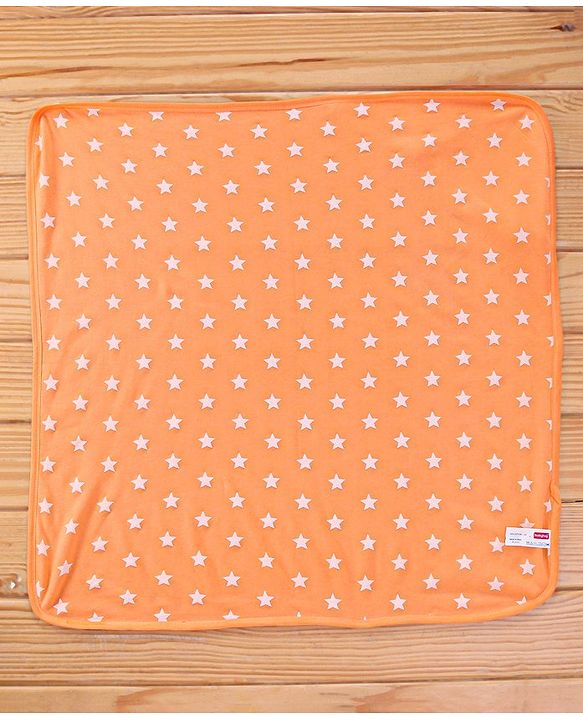 Babyhug Terry Knit Hooded Bath Towel with Star Print L 76 x B 76 cm- Orange
