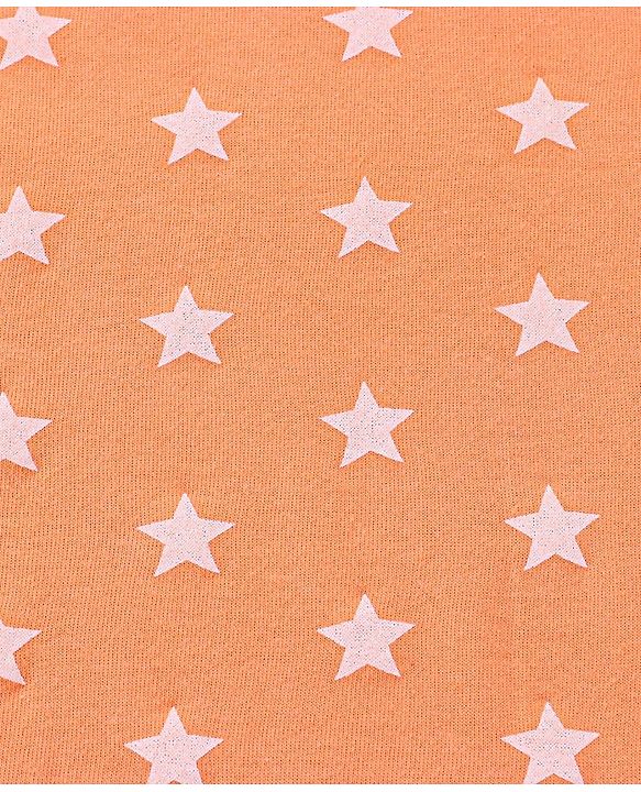 Babyhug Terry Knit Hooded Bath Towel with Star Print L 76 x B 76 cm- Orange