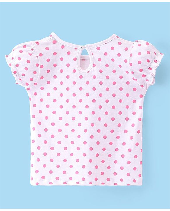 Babyhug Cotton Knit Floral Printed Jumpsuit with Half Sleeves Inner Tee - Pink & White