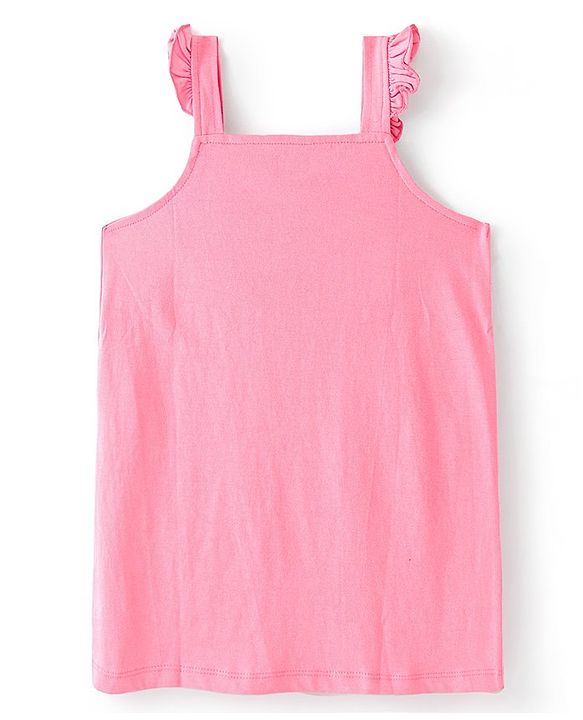 Babyhug Single Jersey Knit Frock with  Half Sleeves  T-Shirt Floral Print - Pink