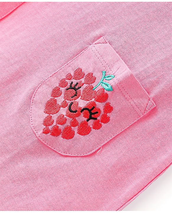 Babyhug Single Jersey Knit Frock with  Half Sleeves  T-Shirt Floral Print - Pink