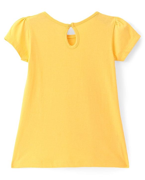 Babyhug Single Jersey Knit Half Sleeves Frocks With Floral Print & Bow Applique Pack of 2 - Pink & Yellow