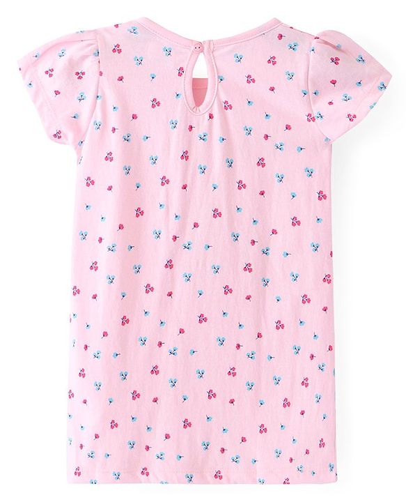 Babyhug Single Jersey Knit Half Sleeves Floral Printed Frock With Bow Pack of 2 - Multicolour