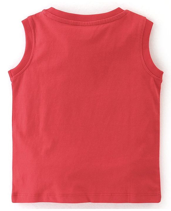 Babyhug Cotton Knit Sleeveless Stripes & Lion Print T-Shirts Pack of 3 - Red Grey & Yellow