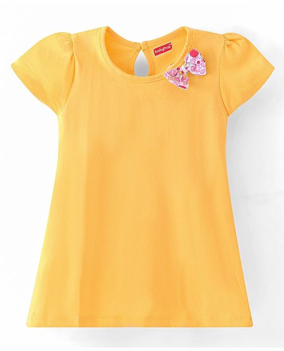 Babyhug Single Jersey Knit Half Sleeves Frocks with Floral Print with Bow Applique Pack of 2 - Multicolour
