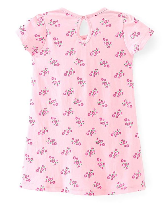 Babyhug 100% Cotton Knit Half Sleeves Frock Floral Print Pack of 2 - Multicolor