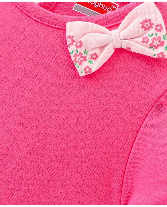 Babyhug 100% Cotton Knit Half Sleeves Frock Floral Print Pack of 2 - Multicolor
