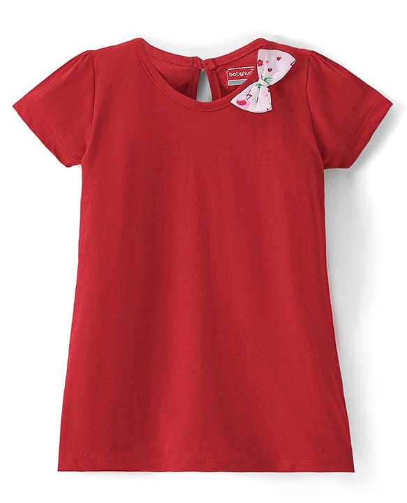 Babyhug Single Jersey Knit Half Sleeves Frock Flamingo Print Pack of 2 - Red & White