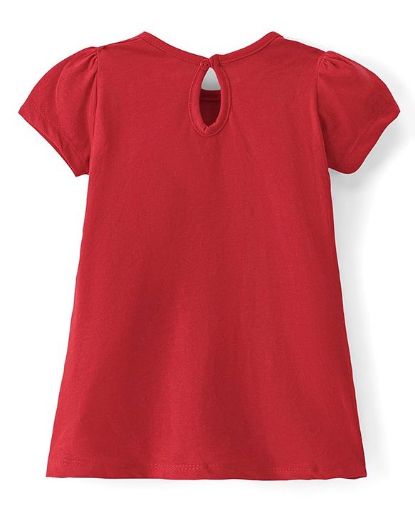 Babyhug Single Jersey Knit Half Sleeves Frock Flamingo Print Pack of 2 - Red & White