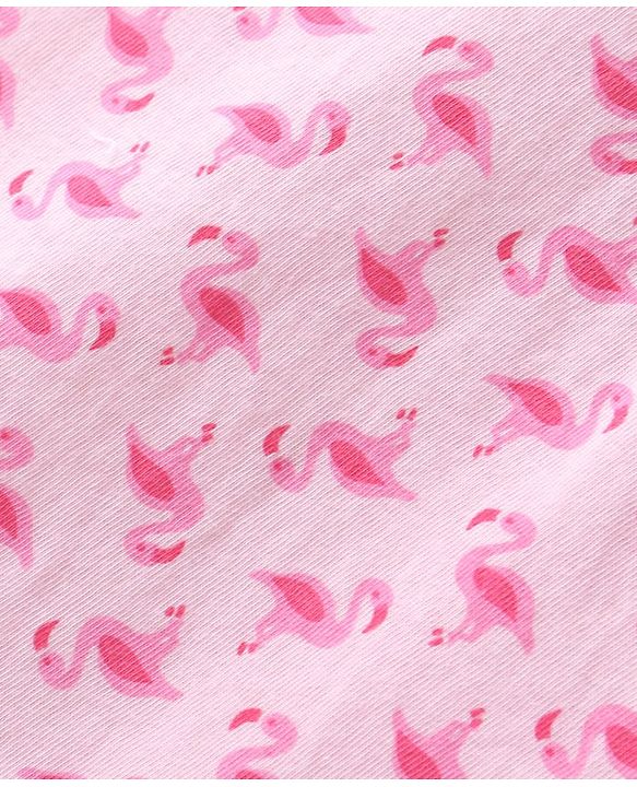 Babyhug Single Jersey Knit Half Sleeves Frock With Solid Color & Flamingo Print Pack of 2 - Peach & Pink