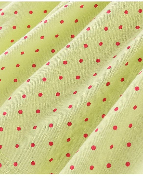 Babyhug Single Jersey 100% Cotton Knit Half Sleeves Frock & Bloomer With Polka Dot Print - Green