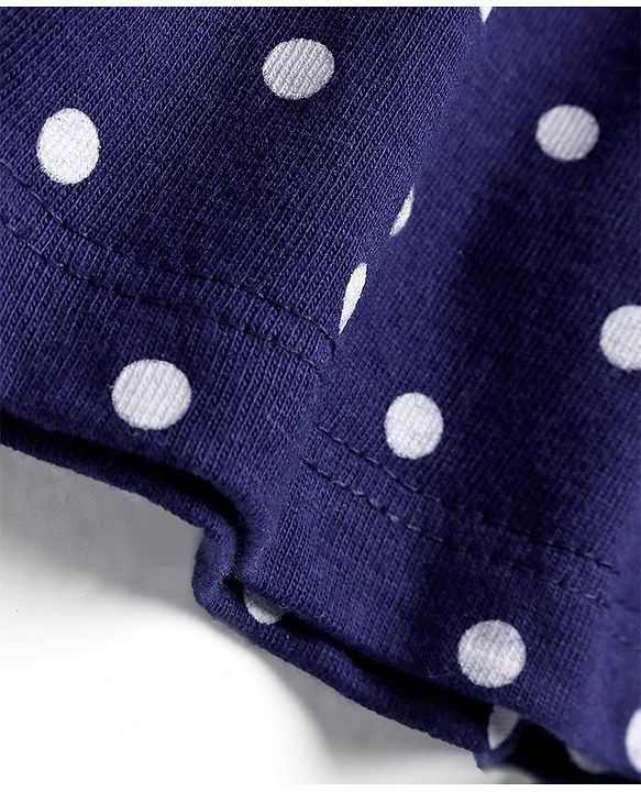 Babyhug Single Jersey Knit Half Sleeves Frock with Bloomer Polka Dots  Print - Navy Blue