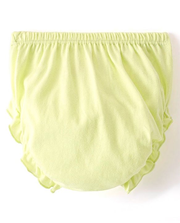 Babyhug Single Jersey Knit Half Sleeves Frock With Bloomer Polka Dot Print - Lemon