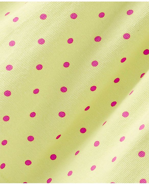 Babyhug Single Jersey Knit Half Sleeves Frock With Bloomer Polka Dot Print - Lemon