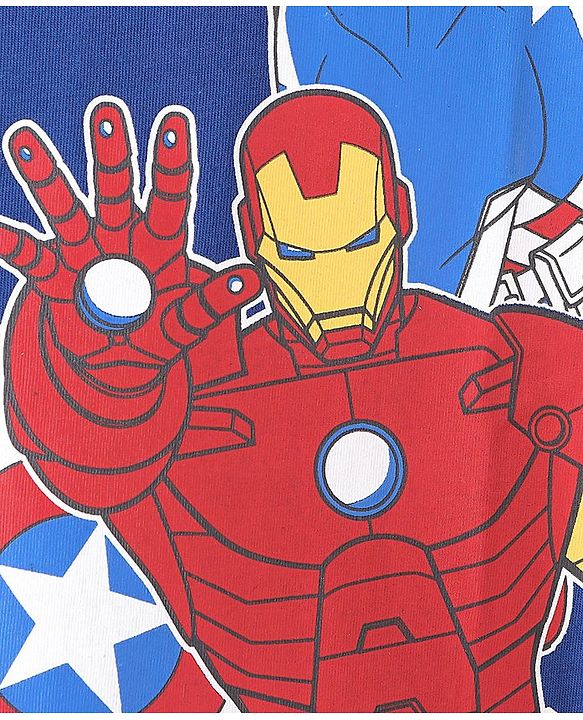 Pine Kids Marvel 100% Cotton Knit Half Sleeves T-Shirt Avengers Print - Navy Blue