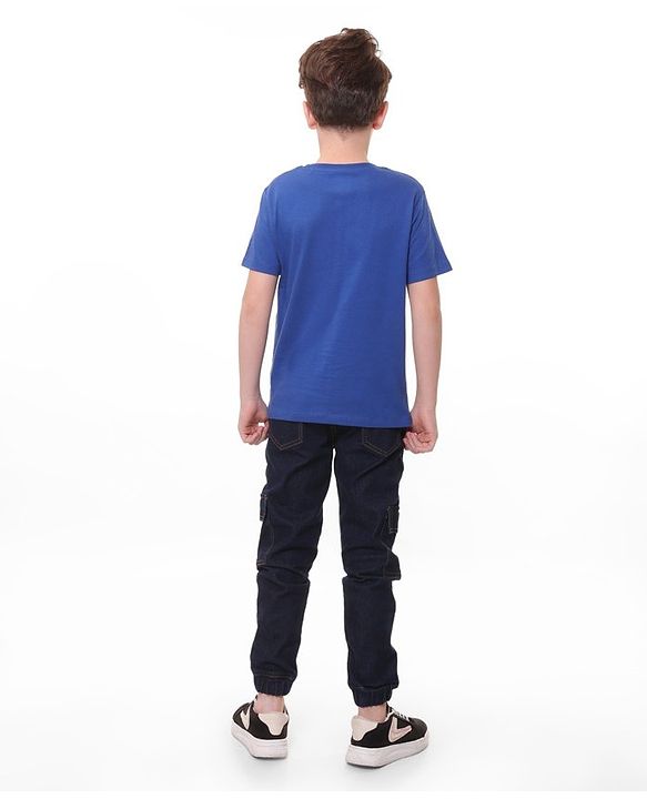 Pine Kids Marvel 100% Cotton Knit Half Sleeves T-Shirt Avengers Print - Navy Blue