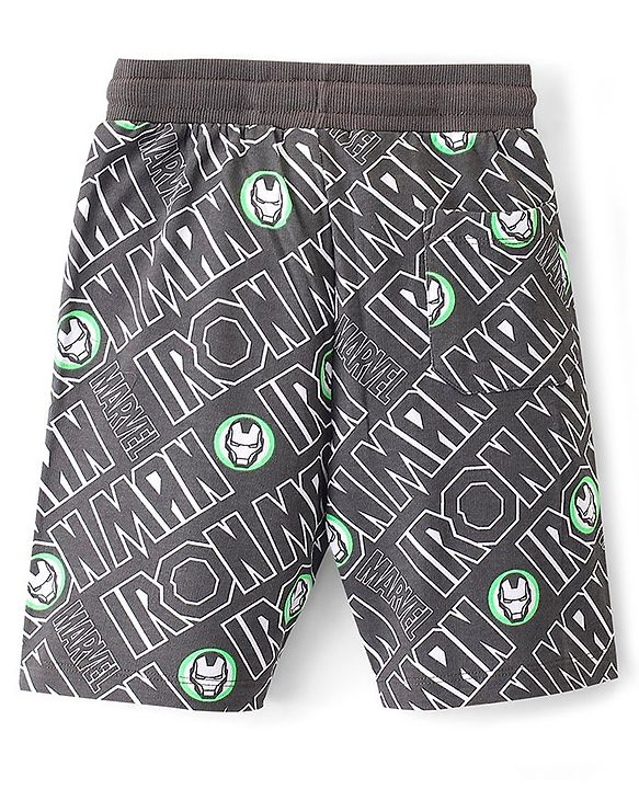 Pine Kids Marvel Cotton Knit Shorts Iron Man Print - Grey
