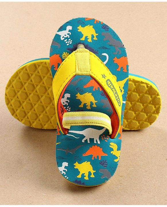 Cute Walk by Babyhug Flip Flops with Back Strap Dino Print - Blue