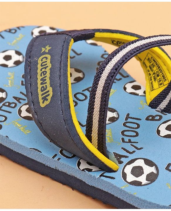 Cute Walk by Babyhug Flip Flops with Back Strap Football Print - Blue