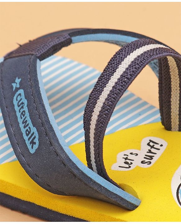 Cute Walk by Babyhug Flip Flops with Back Strap Whale Print - Blue