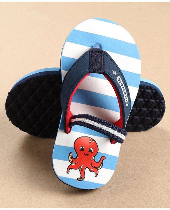 Cute Walk by Babyhug Flip Flops with Back Strap Octopus Print - Blue