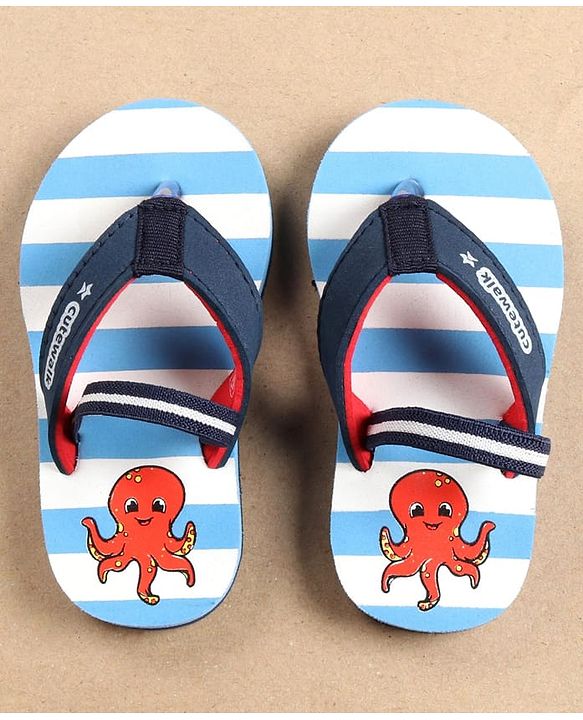 Cute Walk by Babyhug Flip Flops with Back Strap Octopus Print - Blue