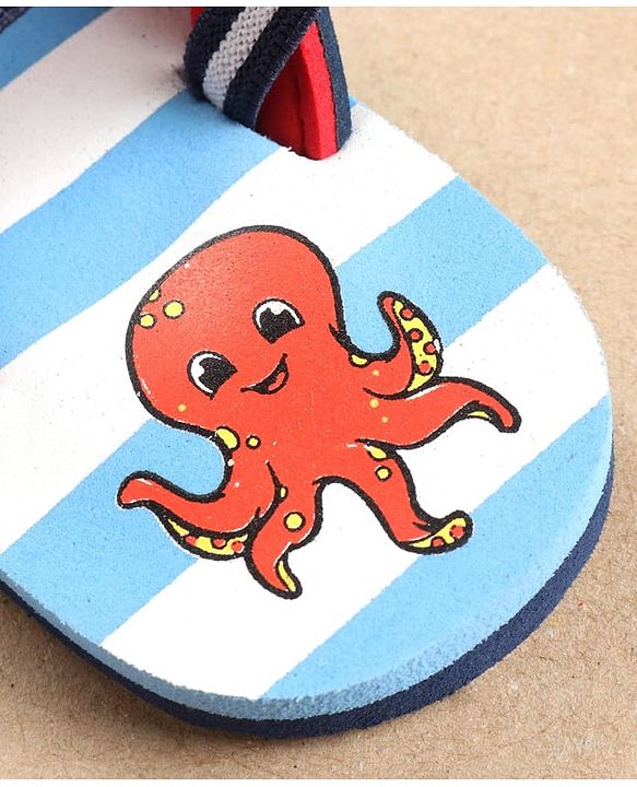 Cute Walk by Babyhug Flip Flops with Back Strap Octopus Print - Blue