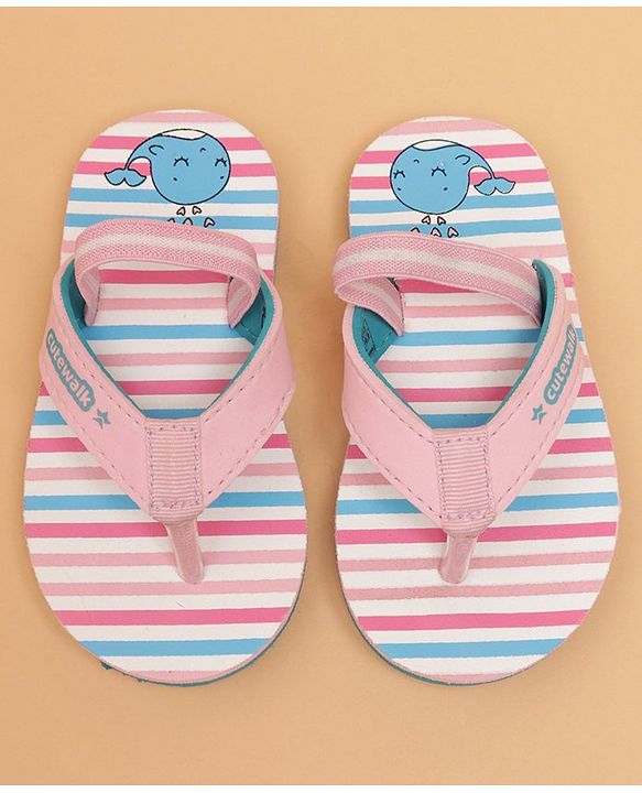 Cute Walk by Babyhug Flip Flops with Back Strap Whale Print - Pink