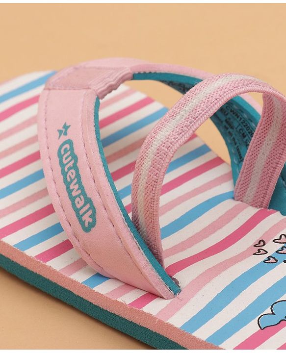 Cute Walk by Babyhug Flip Flops with Back Strap Whale Print - Pink