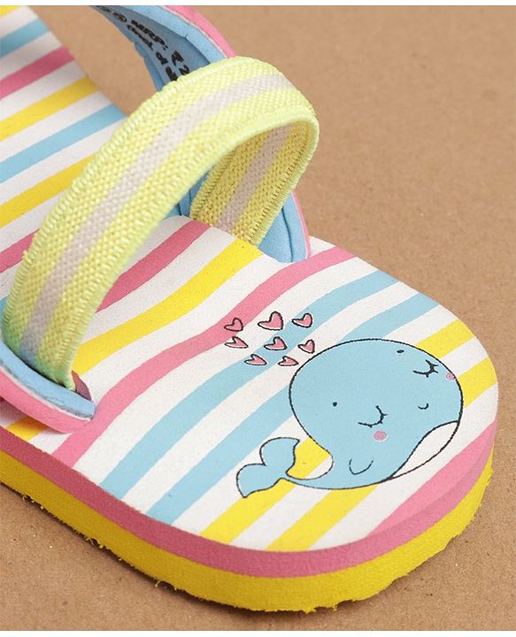 Cute Walk by Babyhug Flip Flops with Back Strap Whale Print - Pink