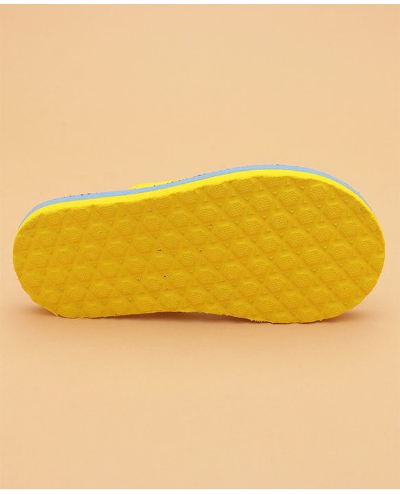 Cute Walk by Babyhug Flip Flops With Dino Print - Yellow & Blue